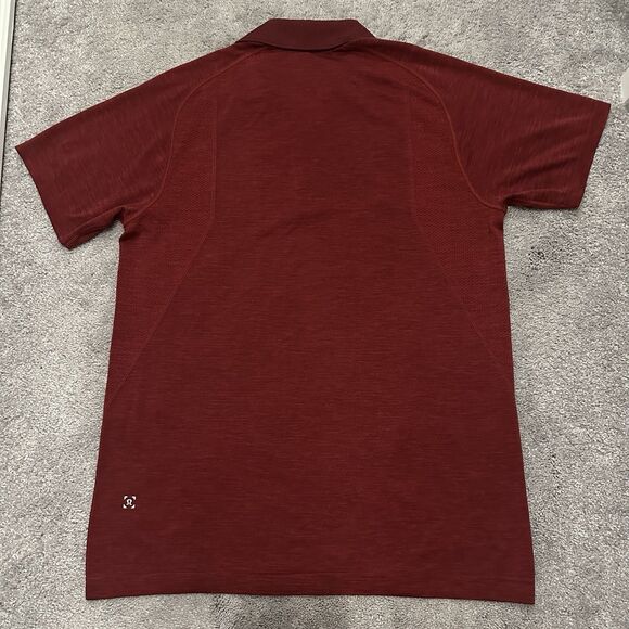 Lululemon Metal Vent Tech Polo Short Sleeve M Bold Red Mesh Golf Casual Work - Picture 5 of 8